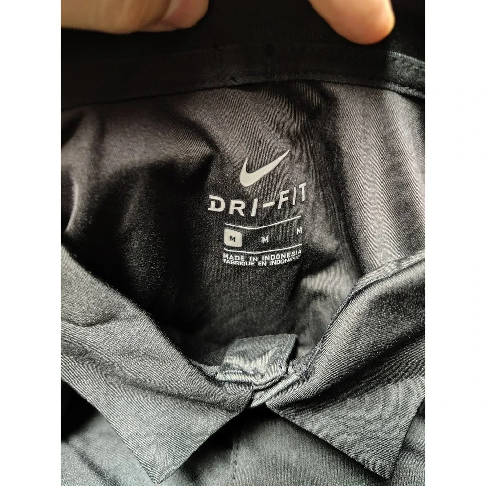 Nike Dri-FIT Mens Polo Shirt Black Grey Colorblock Golf Athletic Top Size Medium